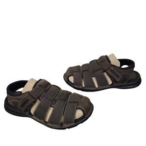 Rockport Men’s Darwyn Fisherman Leather Sandals Sz 8 H80310 Trutech Brown